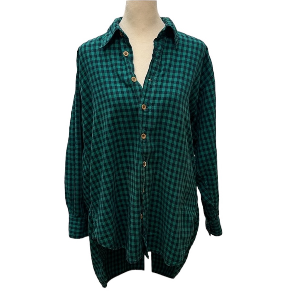 Vintage Kikat Sport Brushed Cotton Check Shirt in Navy/Green. Size L. Worn.